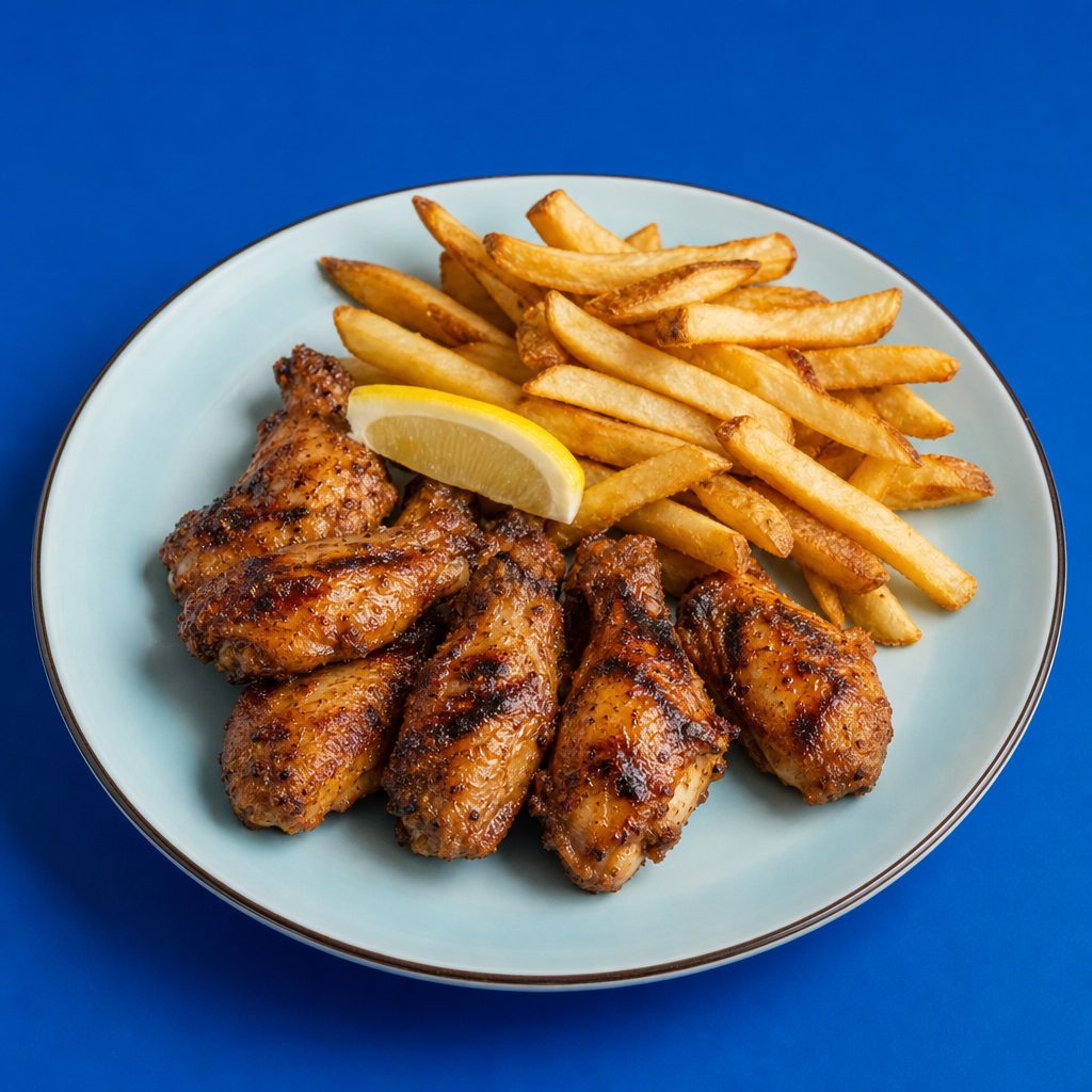 Chicken Wings & Fries.