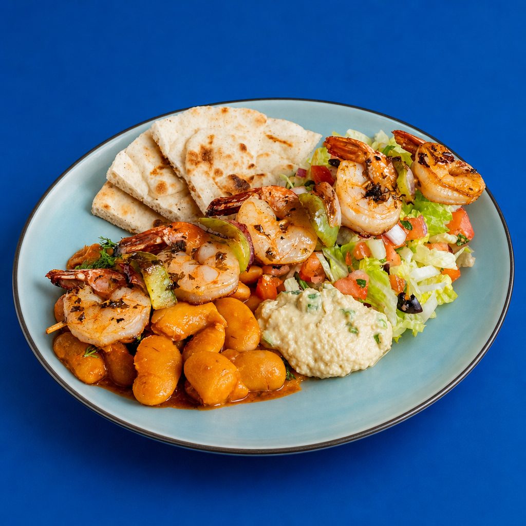 Grilled Shrimp Kabob Platter.