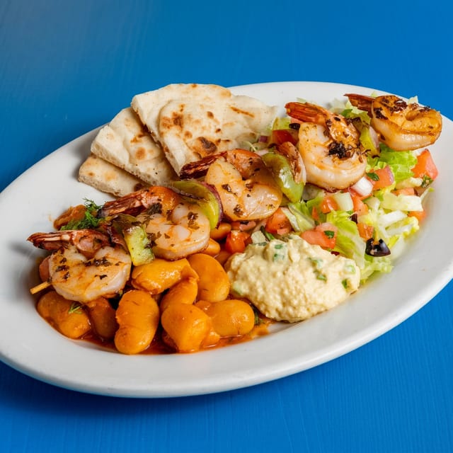 Grilled Shrimp Kabob Platter.